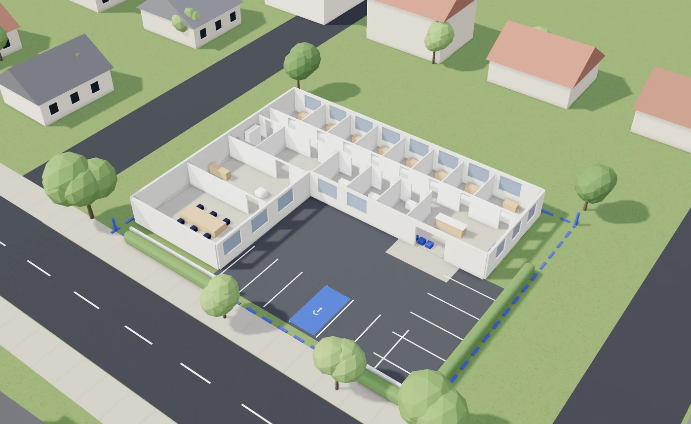 Illustration : les plans d'un pôle, avec ses bureaux de consultation et sa salle de réunion
